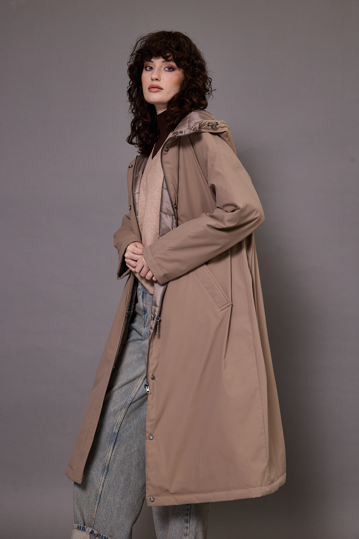 картинка 534.SS26.016 пальто женское TAUPE от магазина Albana